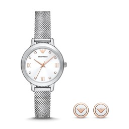 Show details for Emporio Armani Set With Three-Hand Stainless Steel Mesh Watch And Earings AR80065SET Picture of Emporio Armani Set With Three-Hand Stainless Steel Mesh Watch And Earings AR80065SET