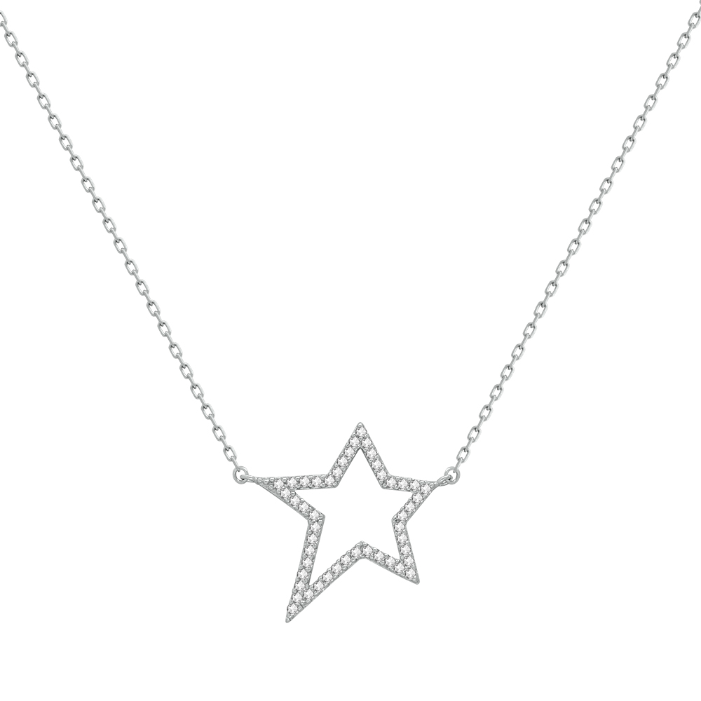 Picture of Fabian Star Pendant Silver Necklace-FLJ-GD13N5725A-NL.S