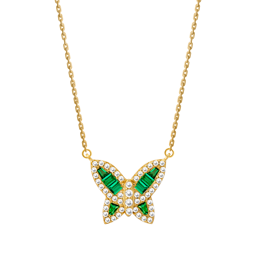 Picture of Juvenis Endless Butterfly Necklace Gold Green  JLJ-CG20N3136S-G-NL-GN