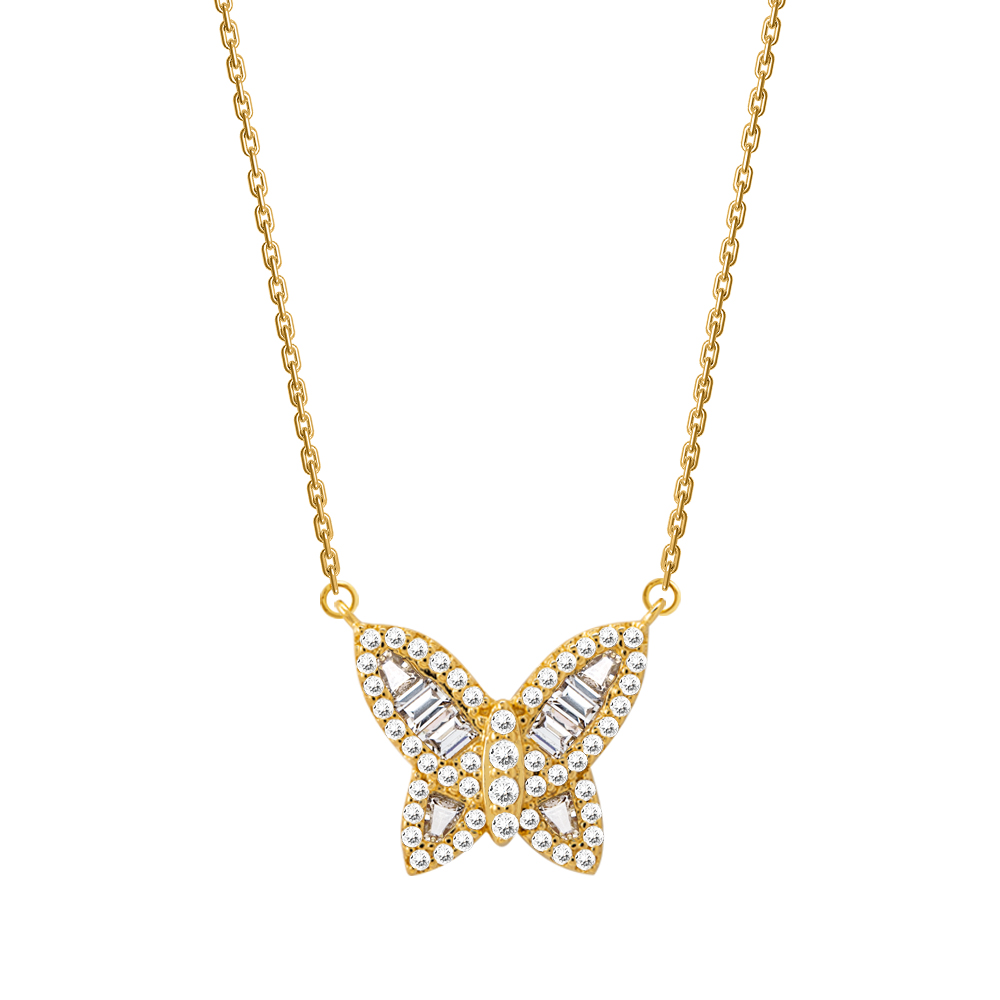 Picture of Juvenis Endless Butterfly Necklace Gold White  JLJ-CG20N3136S-G-NL-W