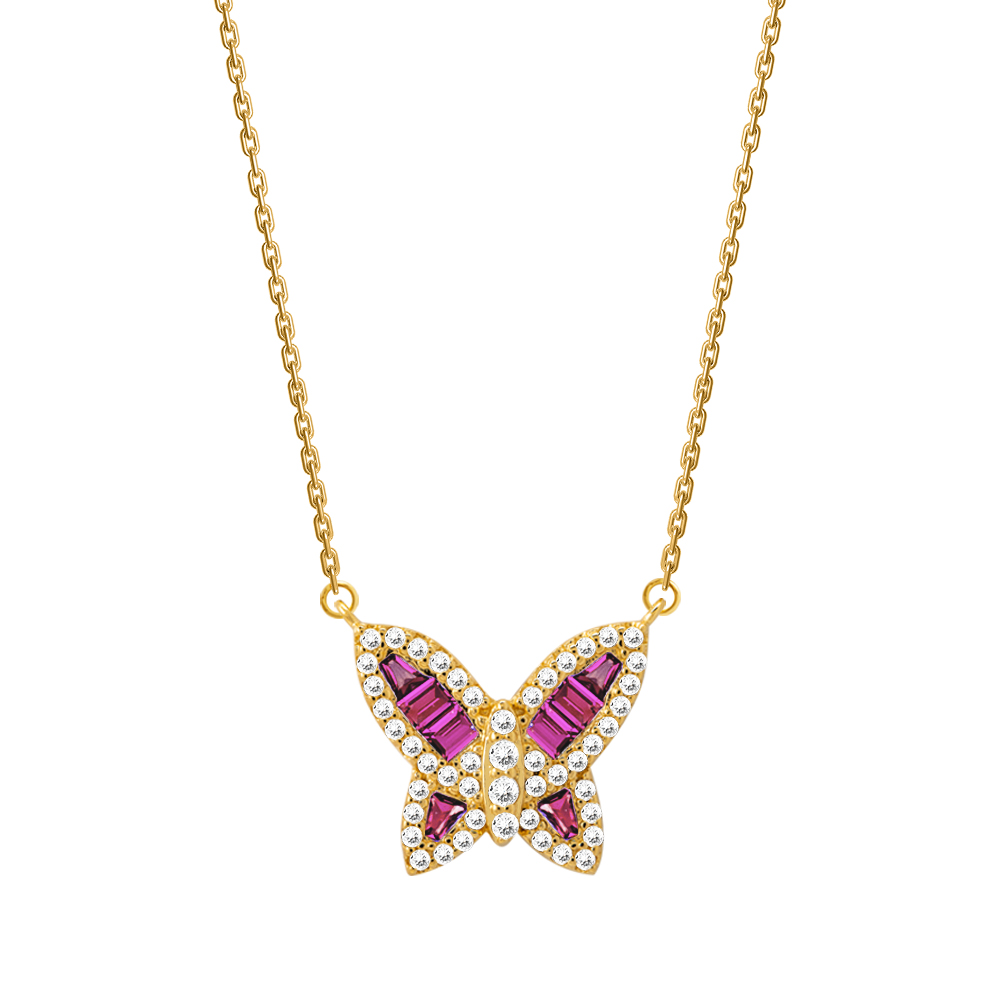 Picture of Juvenis Endless Butterfly Necklace Gold Purple  JLJ-CG20N3136S-G-NL-P