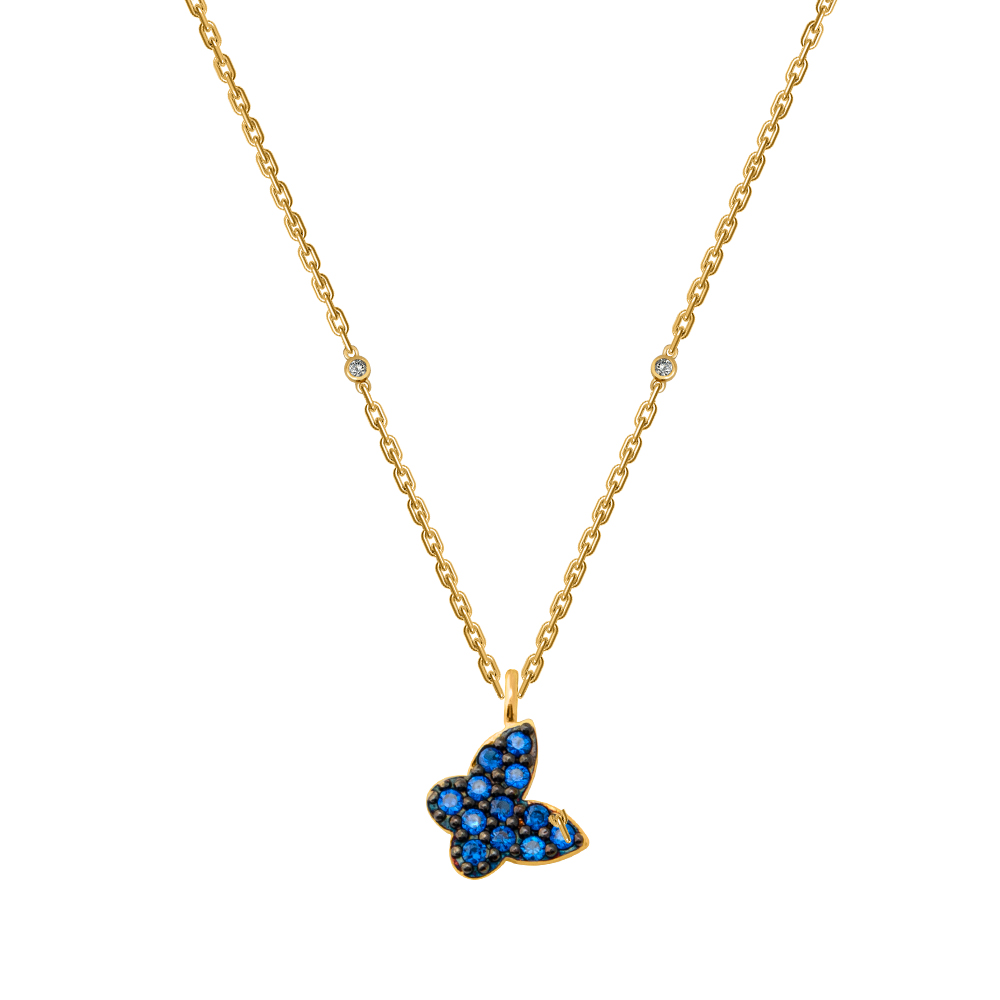 Picture of Juvenis Endless Butterfly Necklace Gold Blue  JLJ-CG20N2459S-G-NL