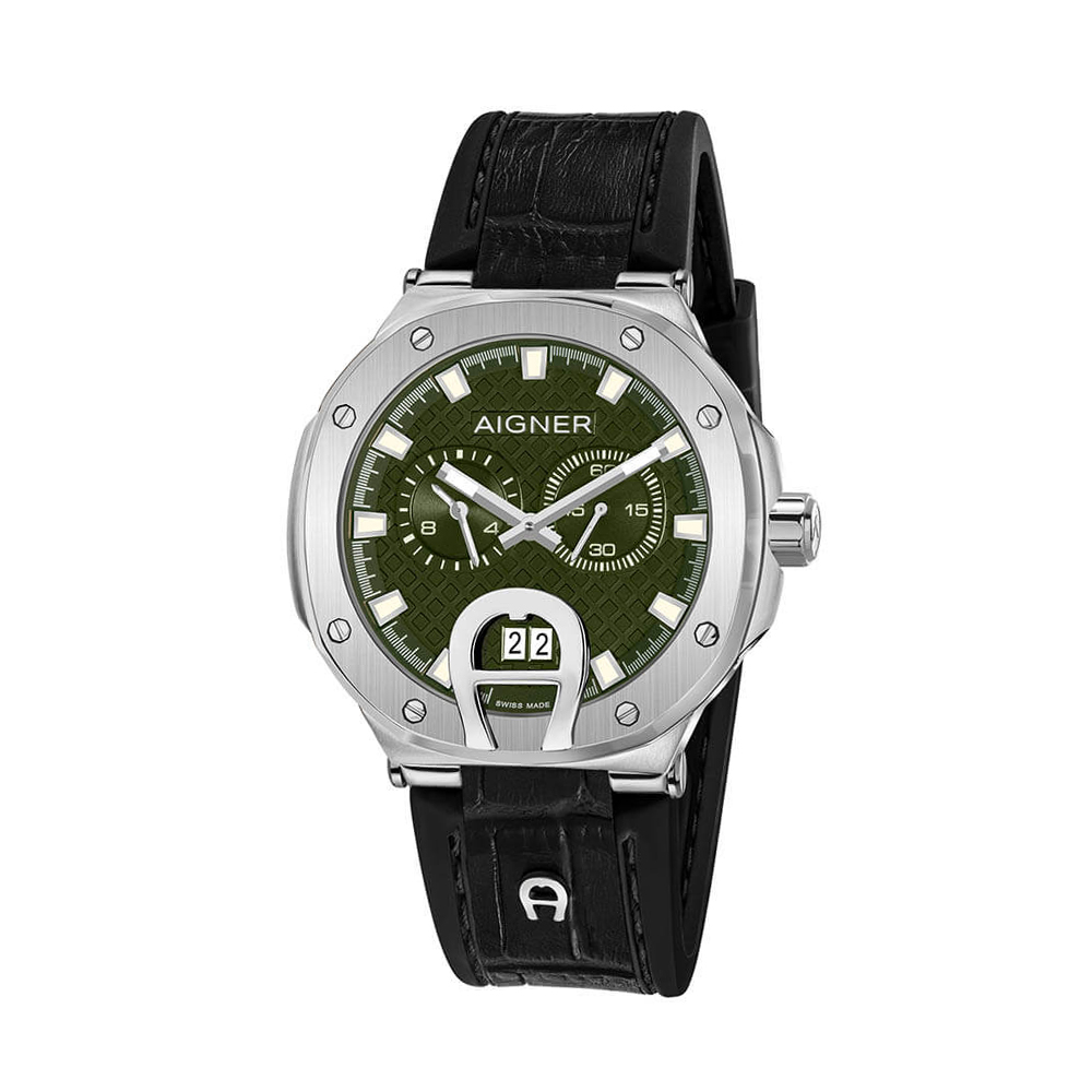 Picture of Aigner Taviano Men's Green Dial Black Leather Strap Watch ARWGG0000705