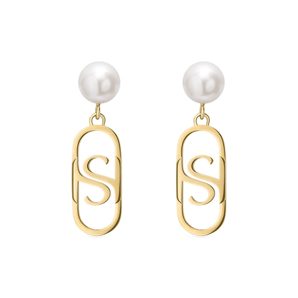 Picture of Saint Honore Oval Logo and Pearl Drop Earring E75 3P