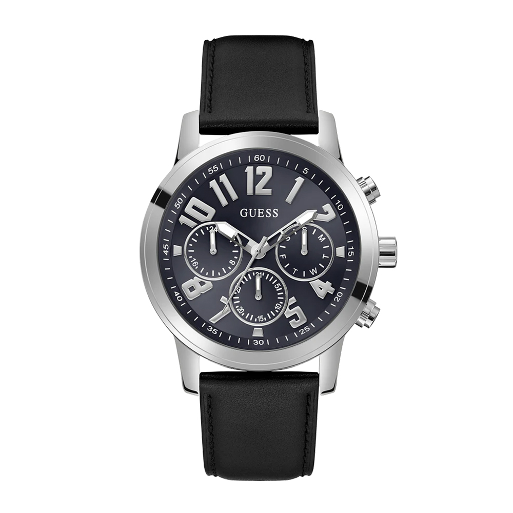 Picture of Guess Mens Black Silver Tone Multi-function Watch GW0709G1