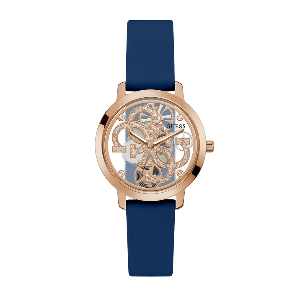 Picture of Guess Ladies Blue Rose Gold Tone Analog Watch GW0452L1