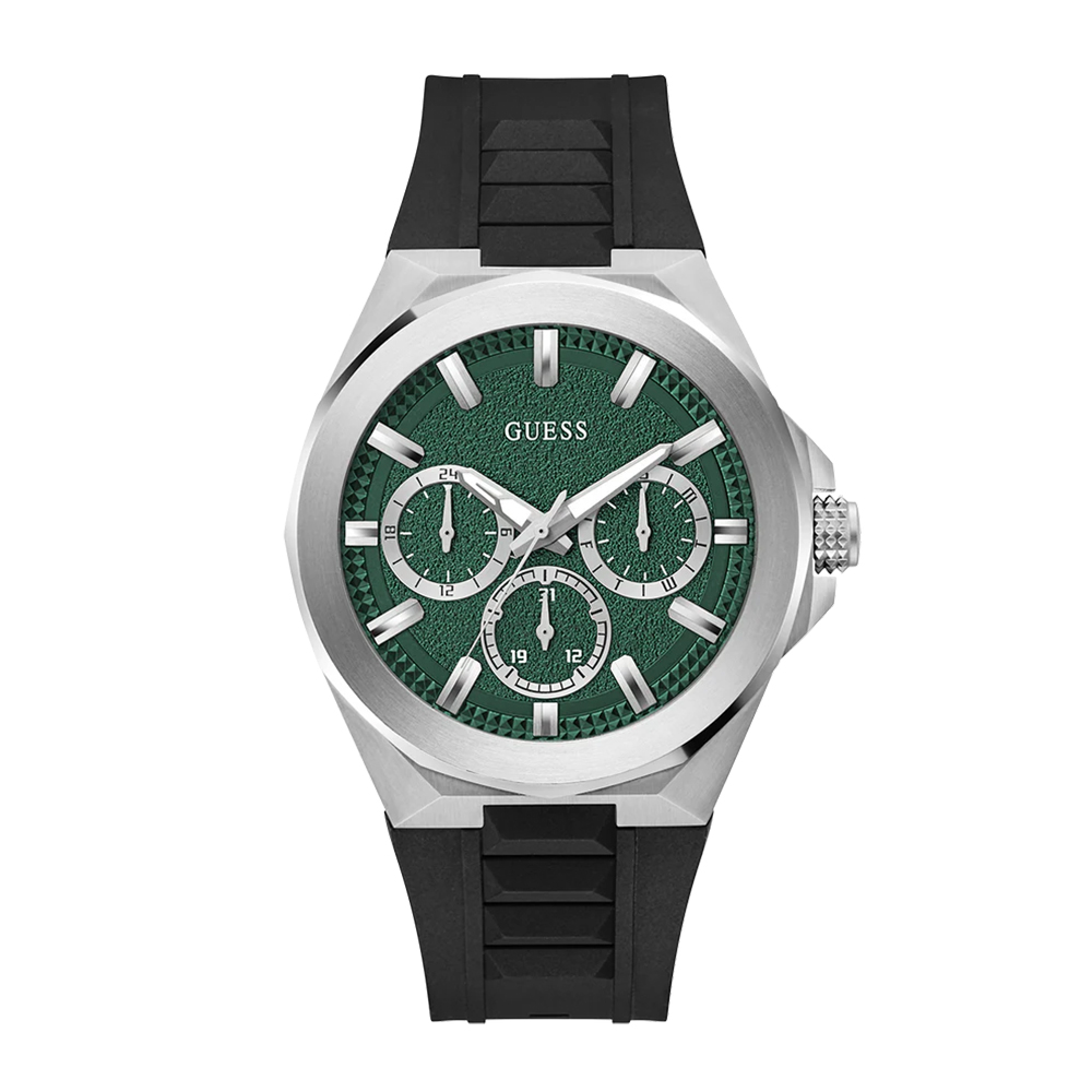 Picture of Guess Mens Black Silver Tone Multi-function Watch GW0799G3