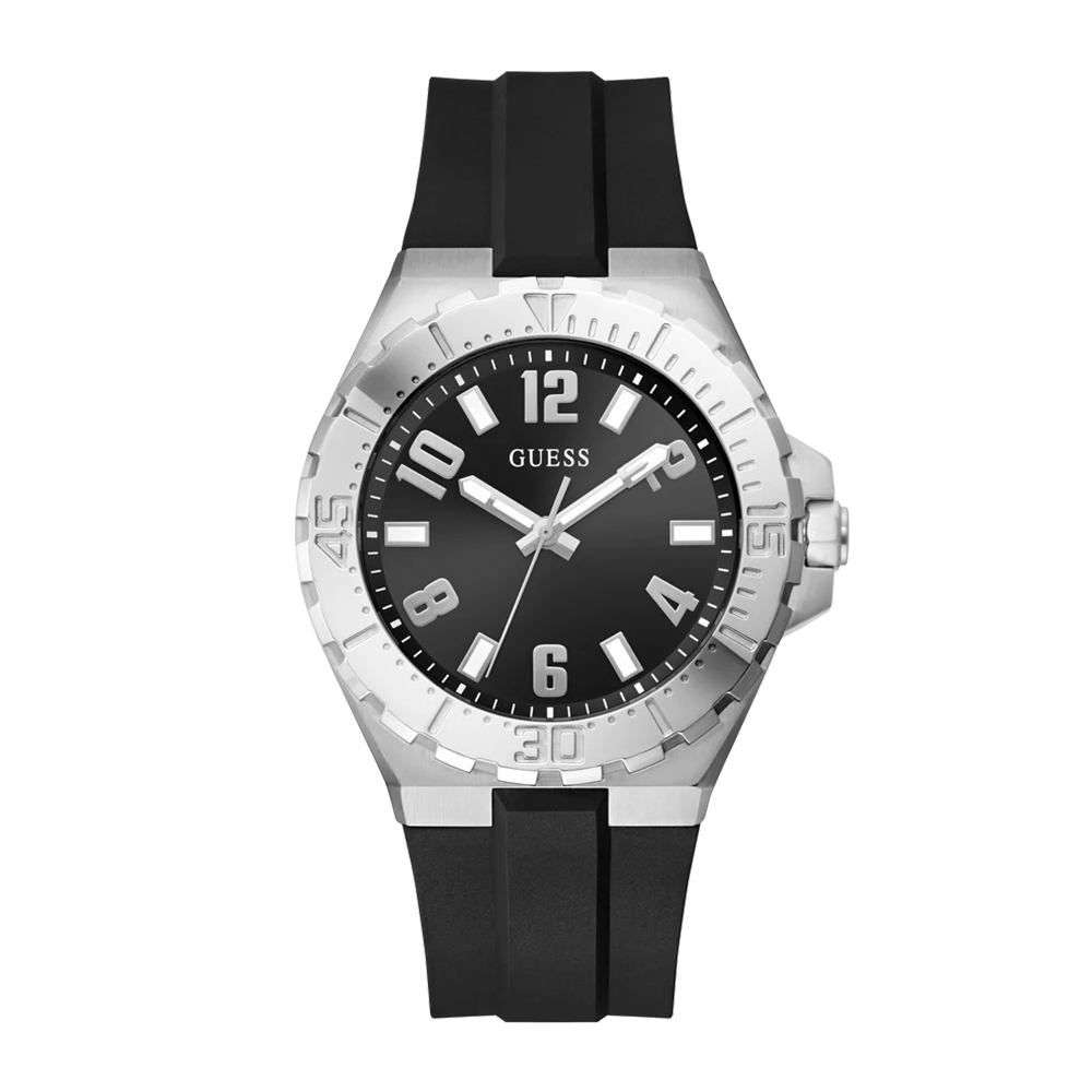 Picture of Guess Mens Black Silver Tone Analog Watch GW0906G1