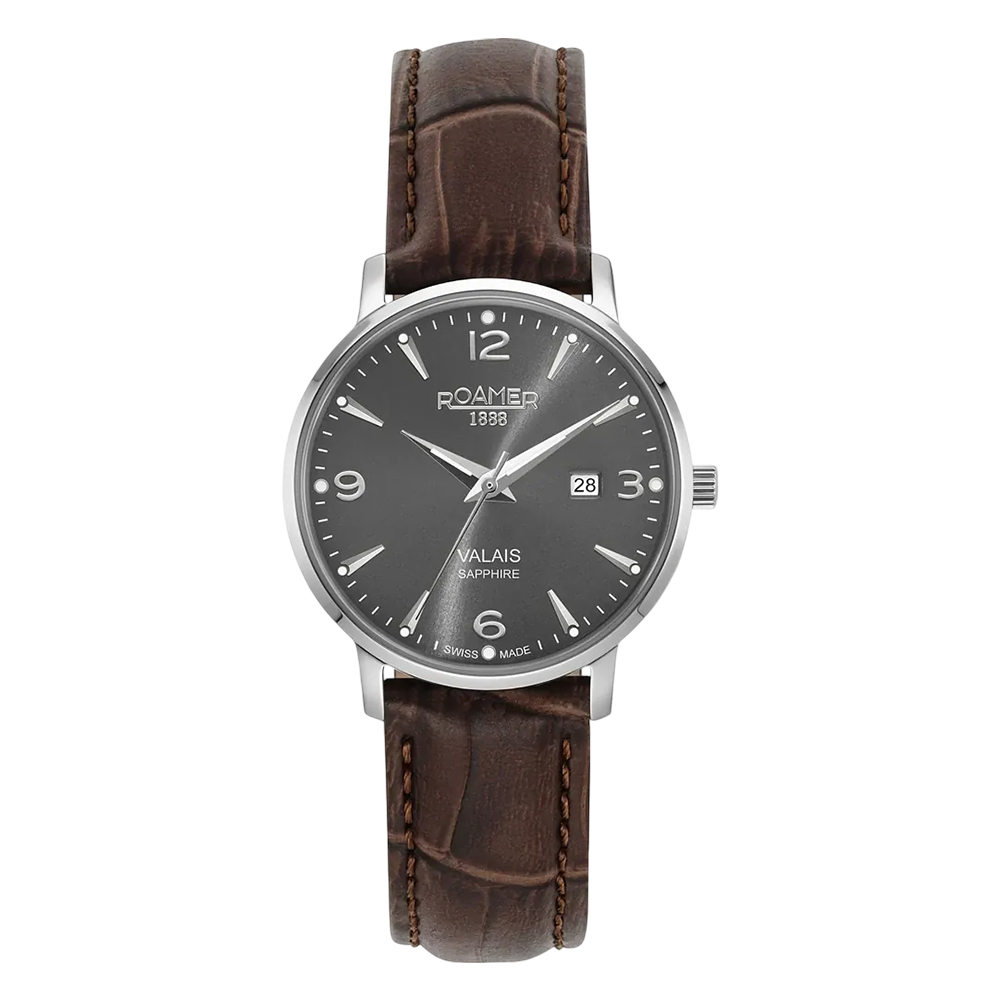 Picture of Roamer Valais Grey Dial Leather Strap Women Watch