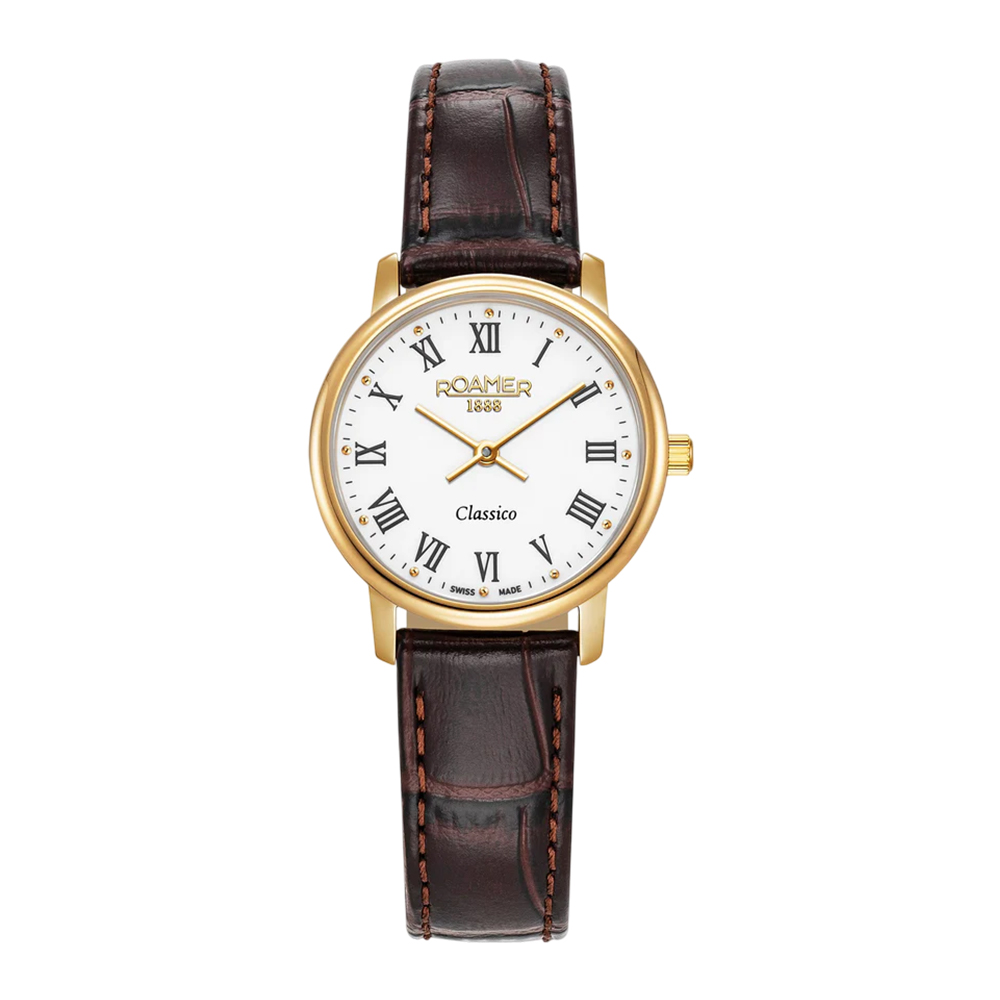 Picture of Roamer Classico Ladies White Dial Brown Leather Watch