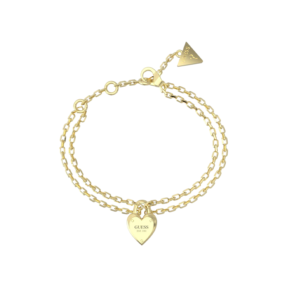 Picture of Guess Gold Tone Stainless Steel Heart Padlock Bracelet JUBB04211JWYGS