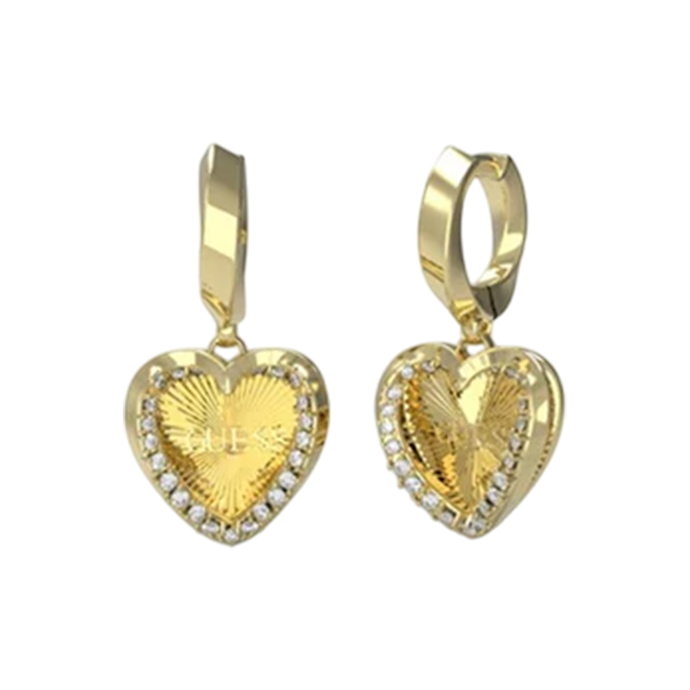 Picture of Guess Vintage Heart Huggie Hoop Earrings JUBE04608JWYGT U