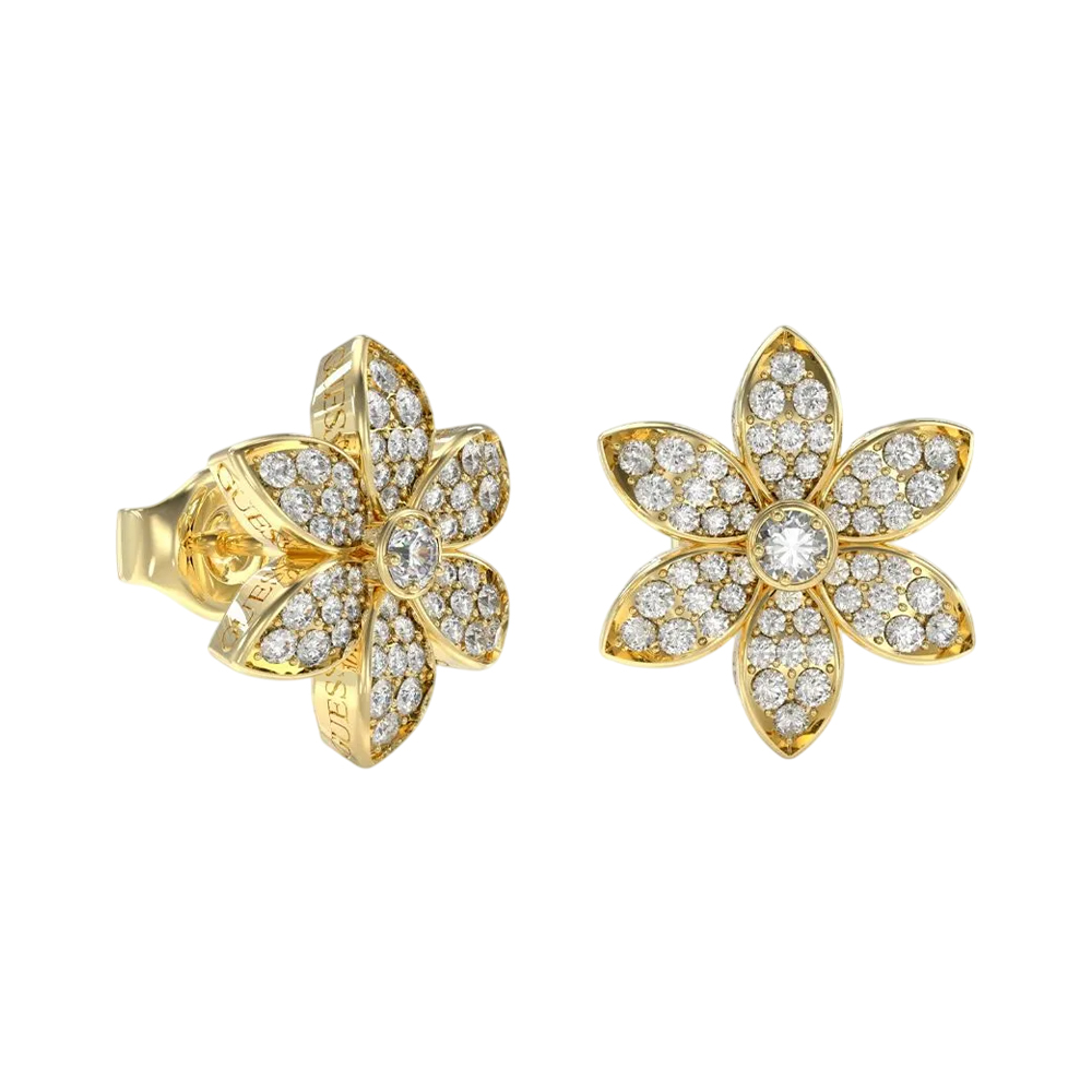 Picture of Guess White Lotus Gold Stud Earrings JUBE04145JWYGT U