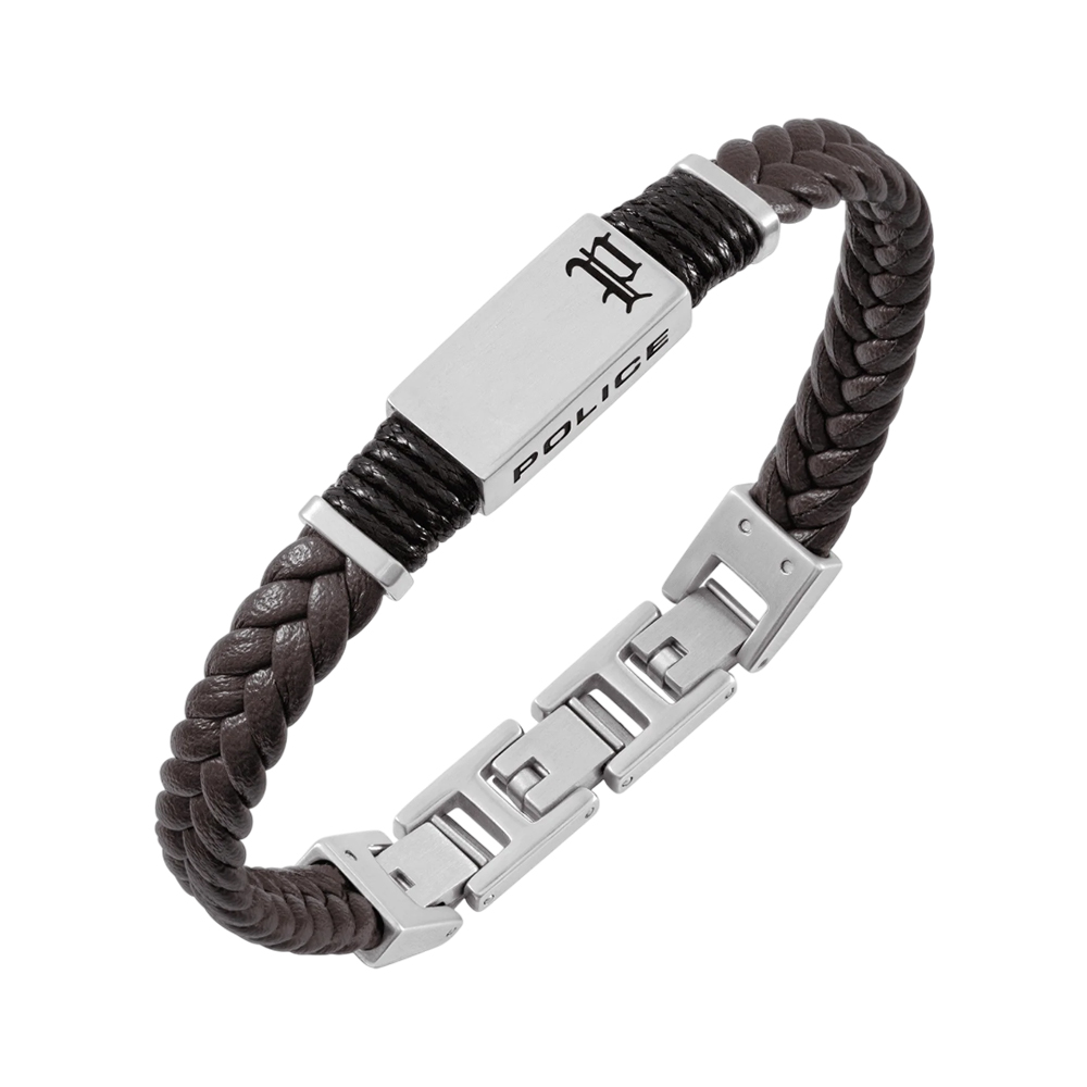 Picture of Police Ridgecord Brown Braided Leather Bracelet PEAGB0079502