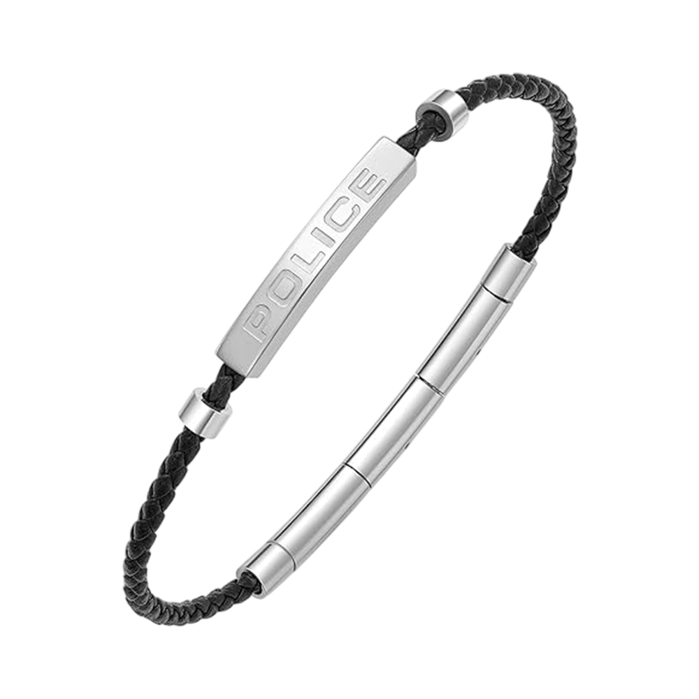 Picture of Police Mens Black Leather Bracelet PEAGB0040602
