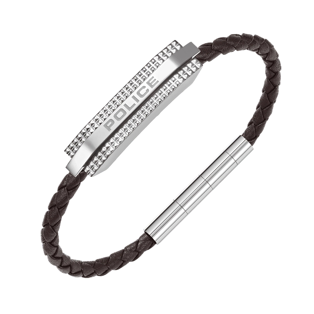 Picture of Police Gripcord Brown Twisted Leather Bracelet PEAGB0038104