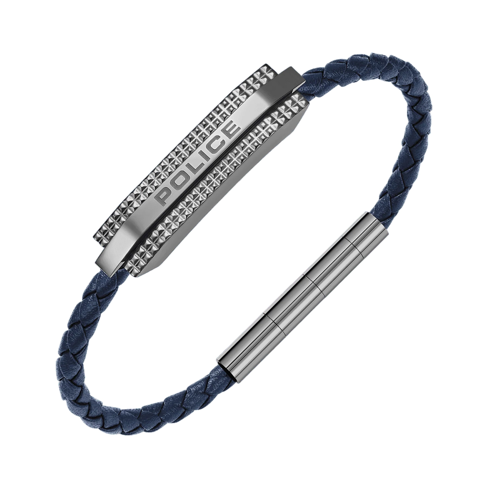Picture of Police Gripcord Blue Twisted Leather Bracelet PEAGB0038105