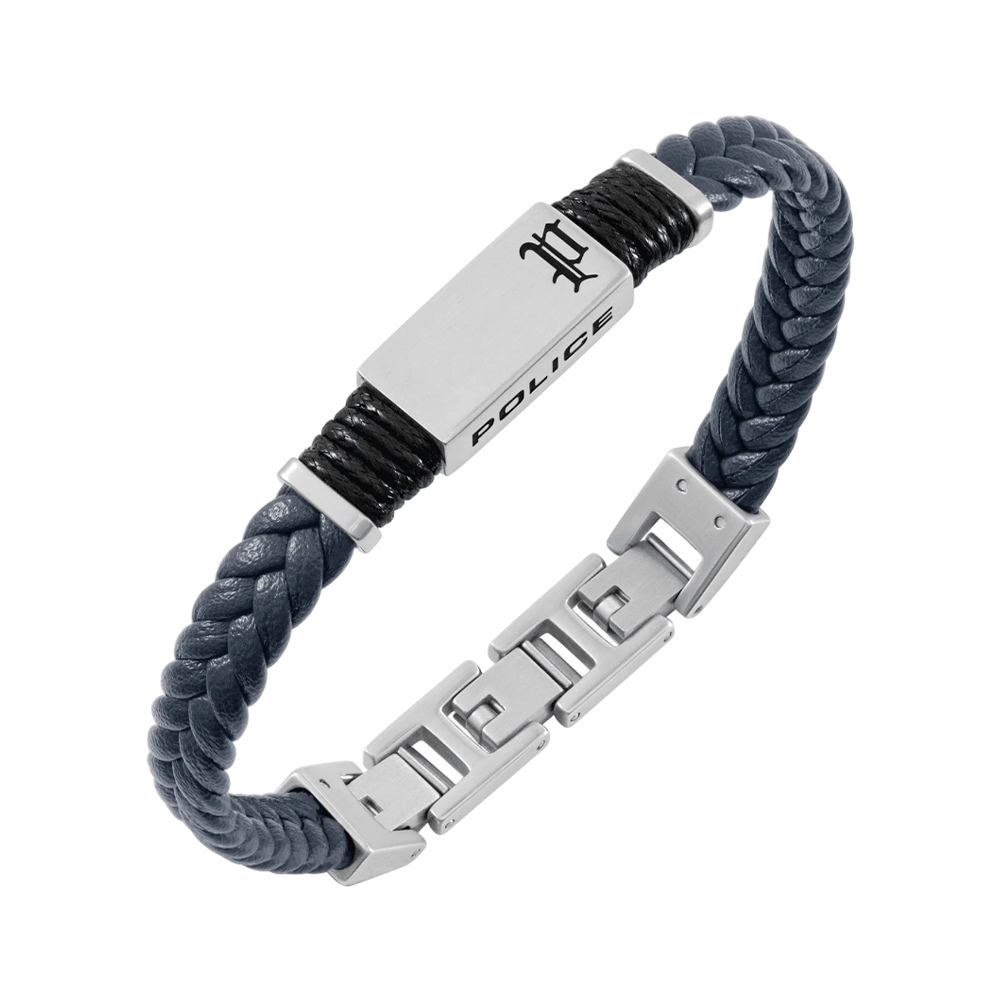 Picture of Police Ridgecord Blue Leather Men's Bracelet PEAGB0079501