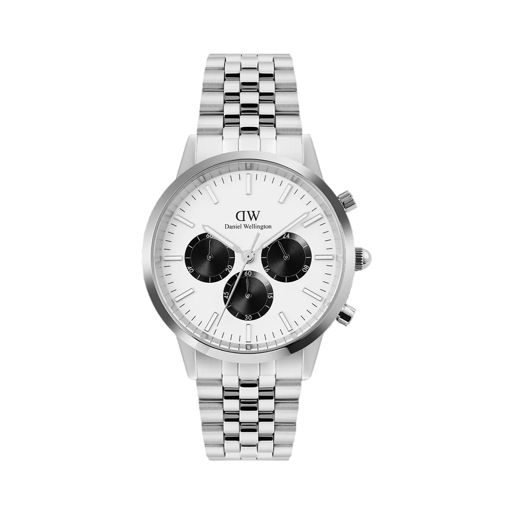 Picture of Daniel Wellington Iconic Arch 5-Link Off-White Panda Silver Chronograph DW00100872