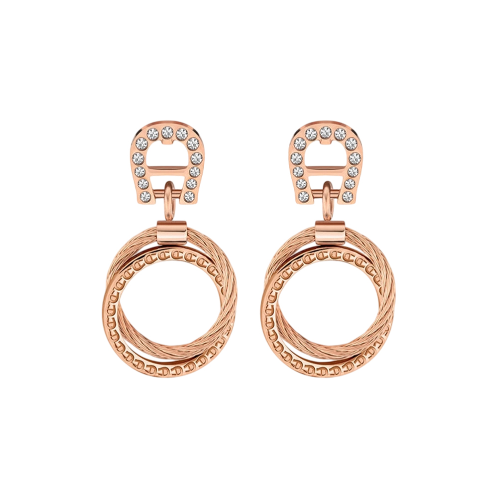 Picture of Aigner Circular Drop Rose Gold Earrings ARJLE2101904