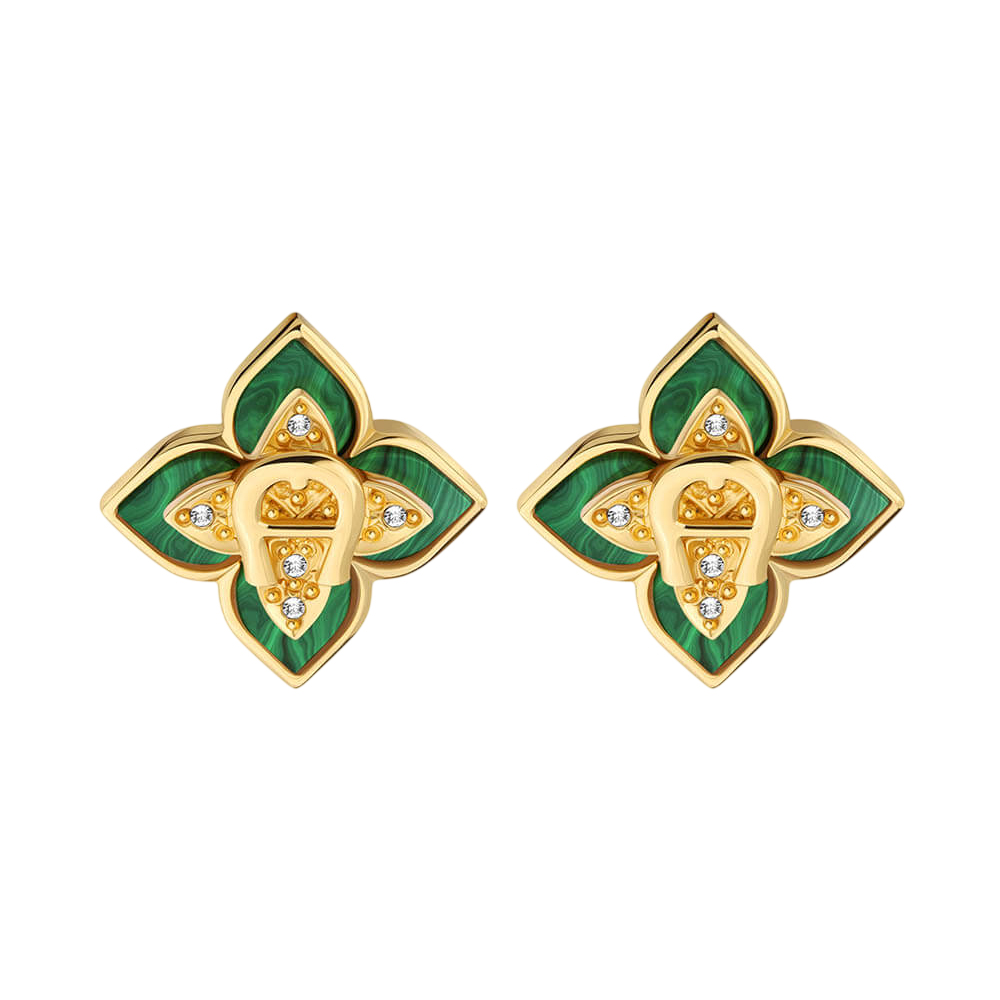 Picture of Aigner Flora Gold-Toned Malachite 15mm Earrings - ARJLE0003802