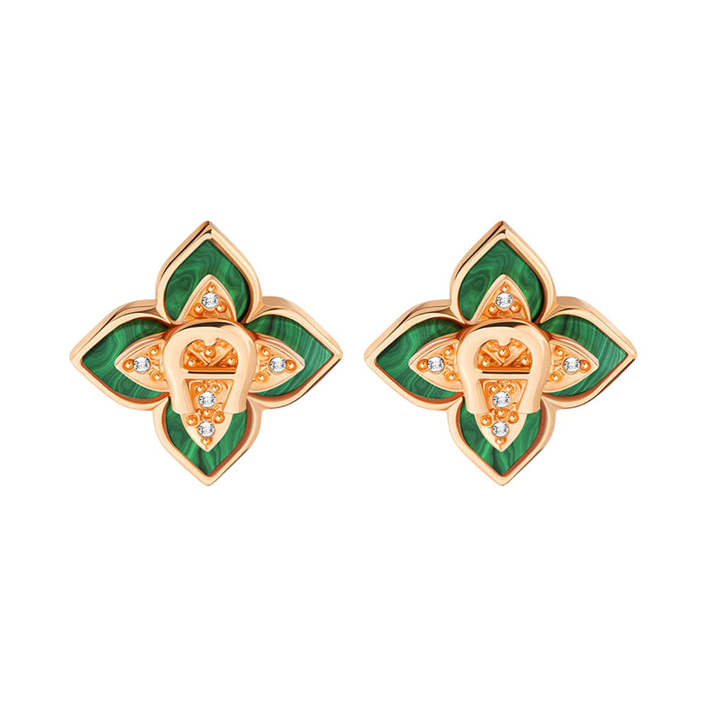 Picture of Aigner Flora Rose Gold Malachite Stud Earrings ARJLE0003803