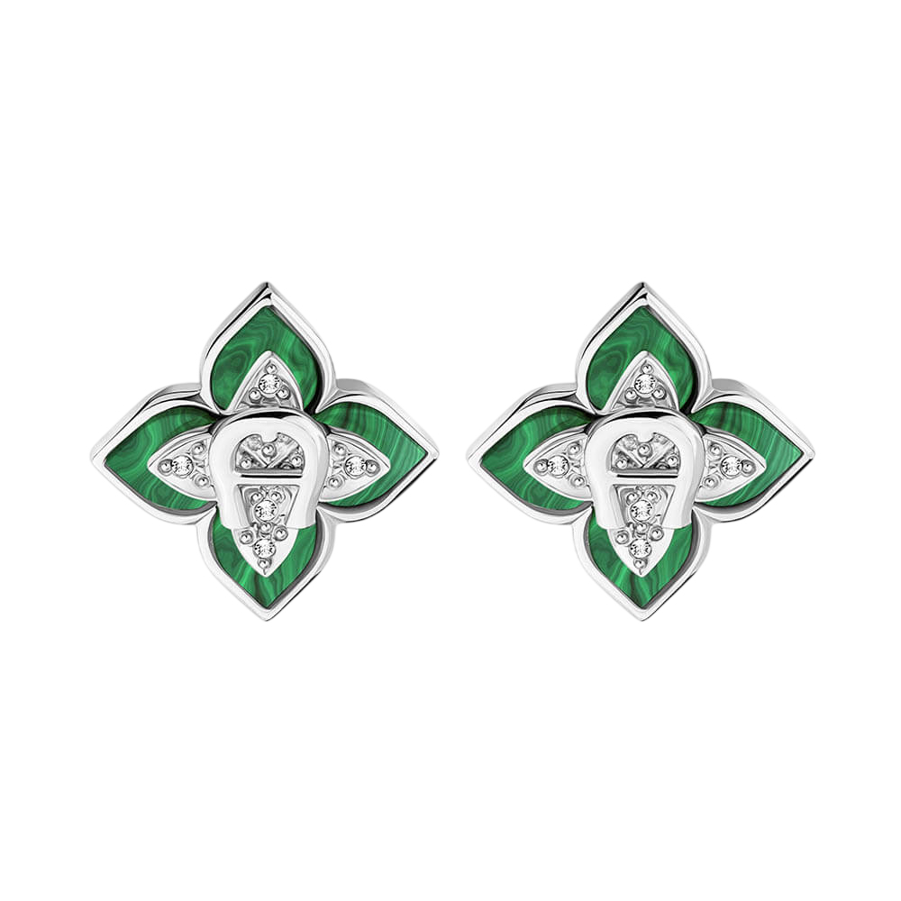Picture of Aigner Flora Silver Malachite Stud Earrings ARJLE0003801