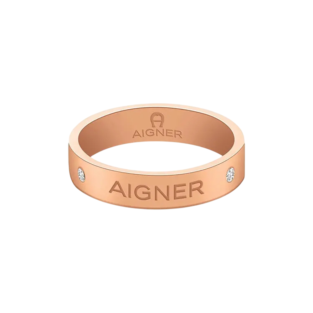 Picture of Aigner Rose Gold-Tone Sparkling Logo Ring - ARJLF0005113