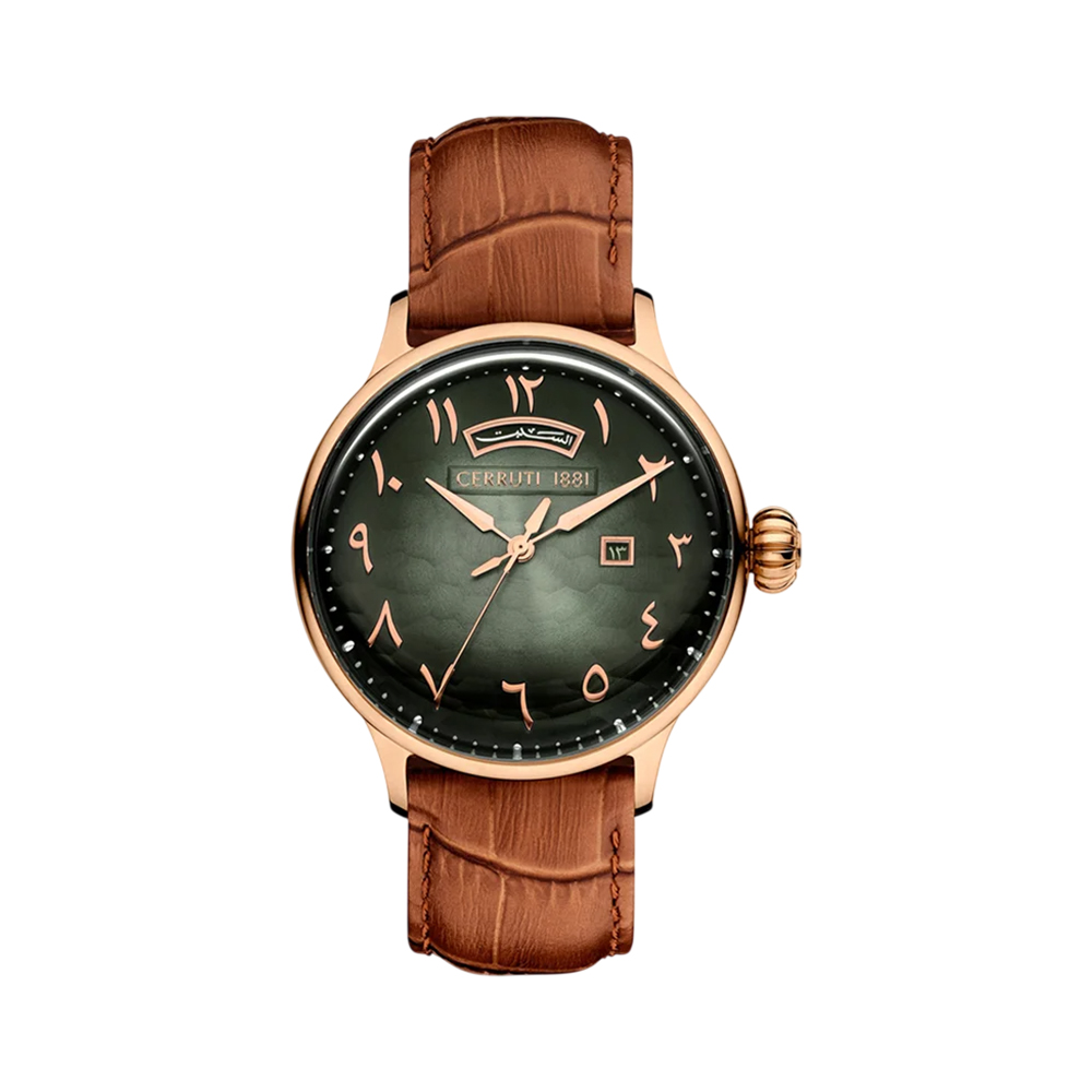 Picture of CERRUTI 1881 Dervio Men's Grey Dial Brown Leather Watch CIWGB0008002