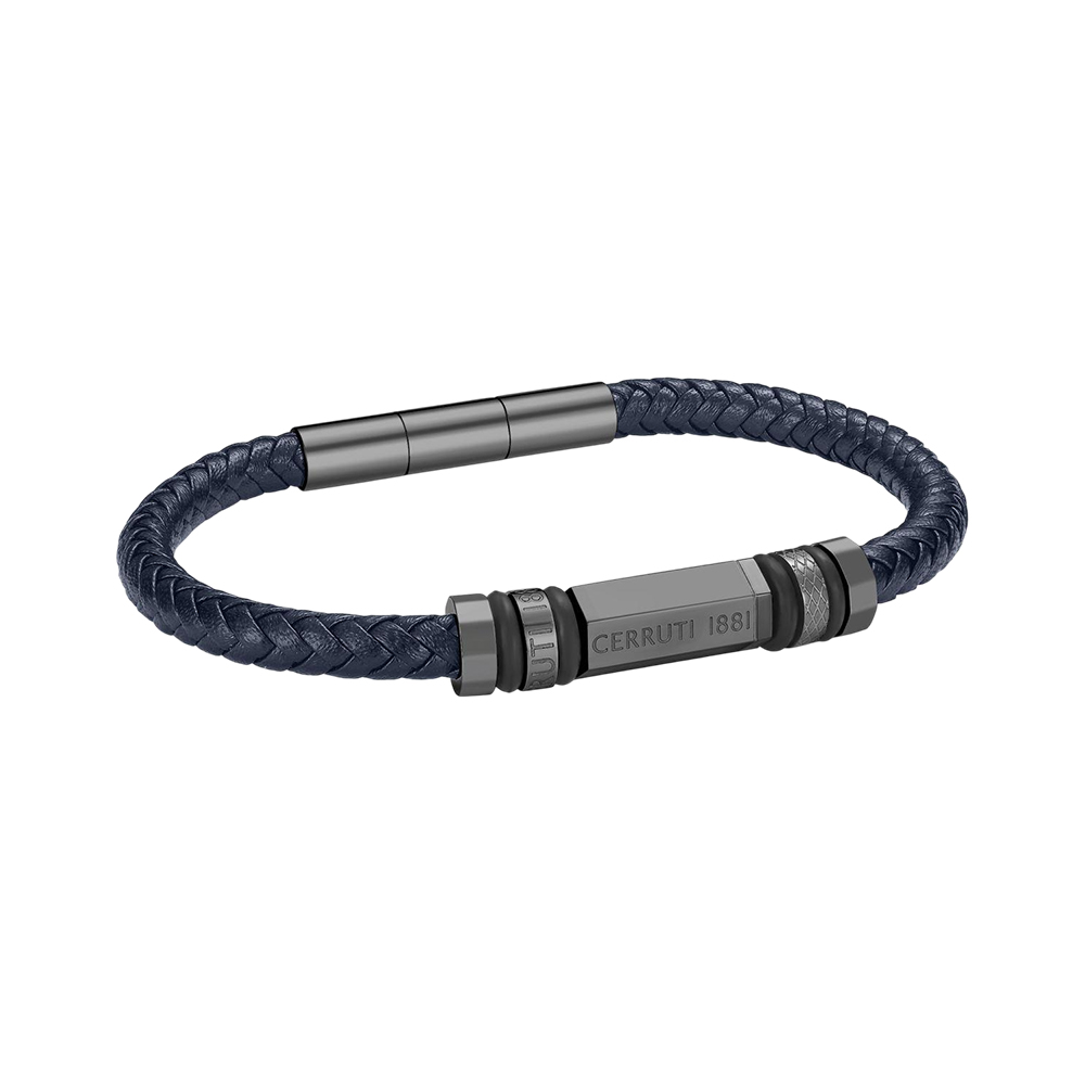 Picture of CERRUTI 1881 Narciso Navy Blue Leather Bracelet for Men CIAGB0011902