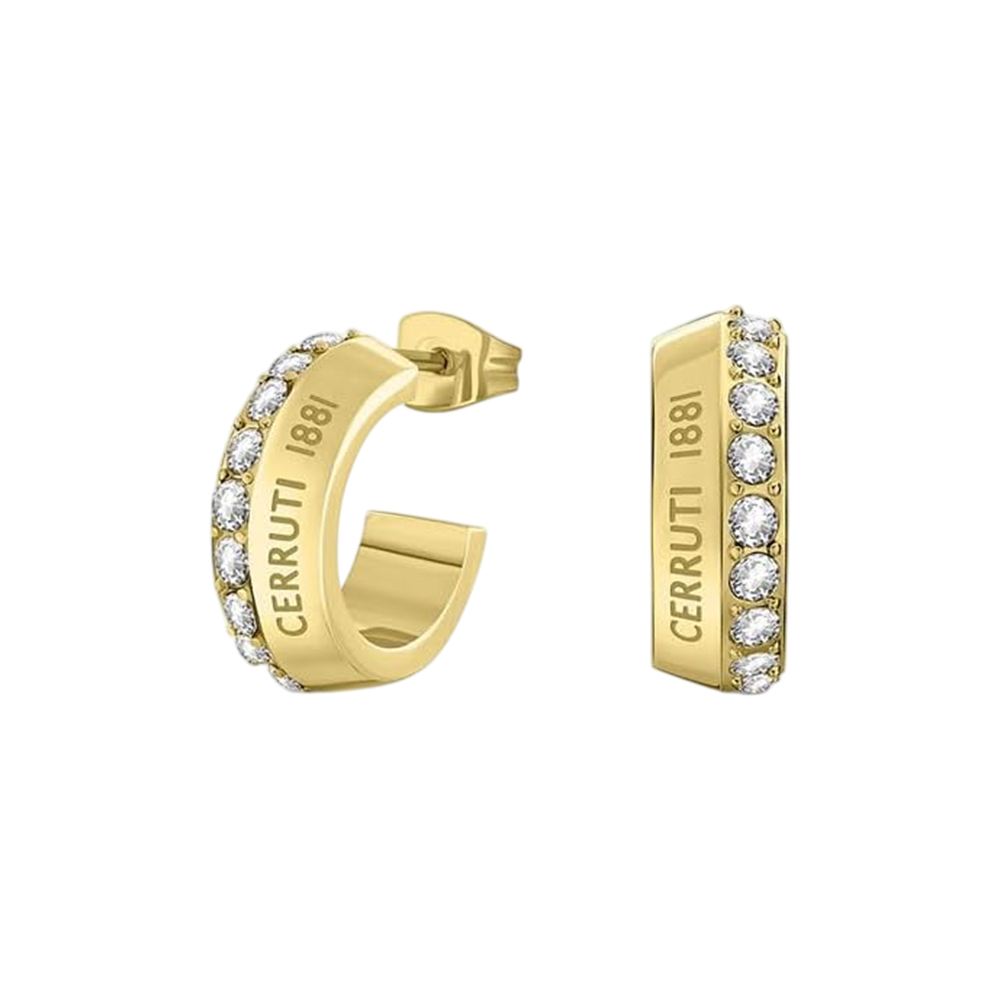 Picture of CERRUTI 1881 Alessia Gold-Plated Crystal "C" Huggie Earrings CIJLE0012101
