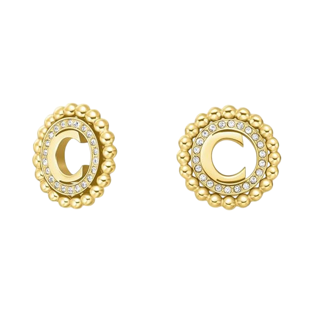 Picture of CERRUTI 1881 Bianca Gold Crystal C Motif Beaded Earrings CIJLE0012201