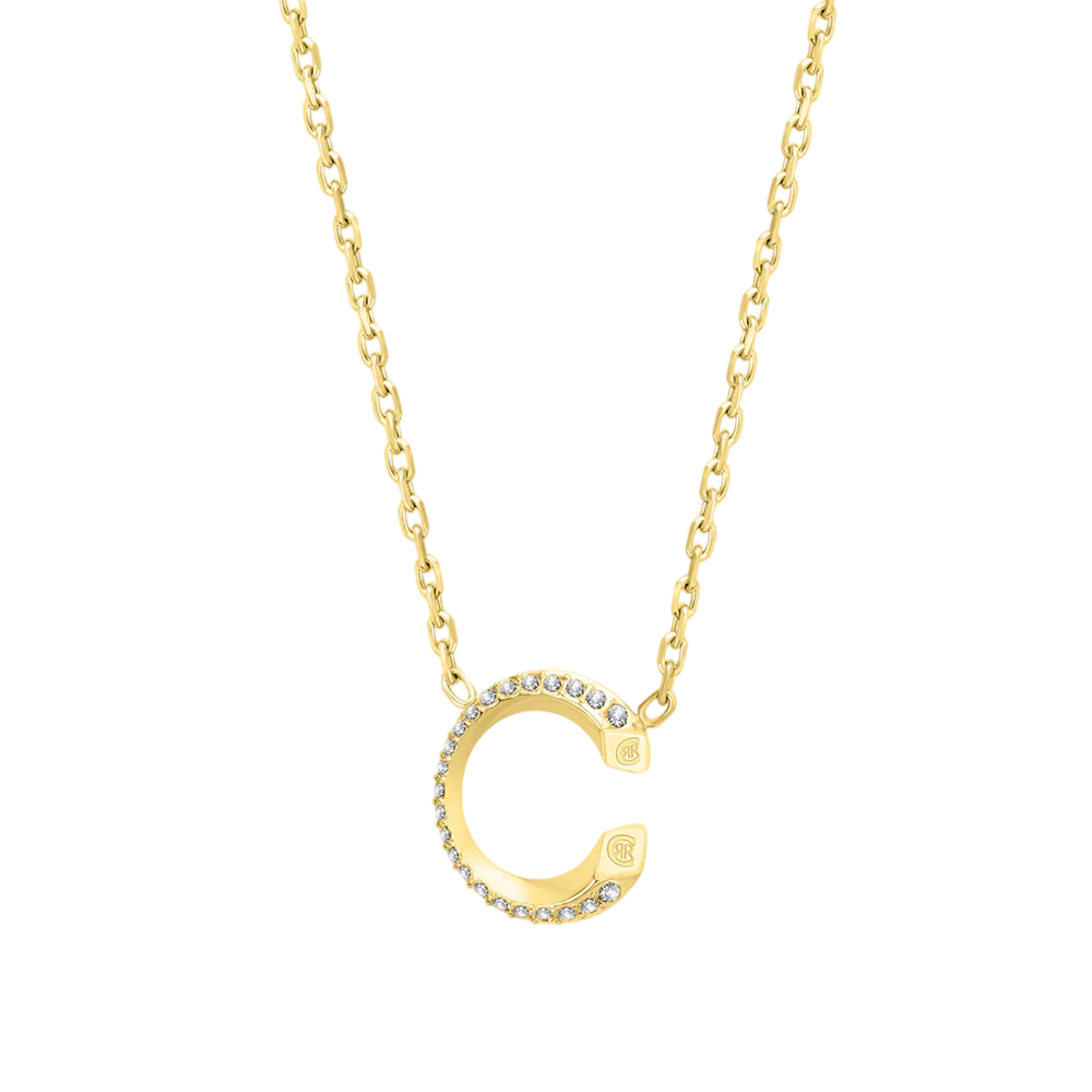 Picture of CERRUTI 1881 Alessia Gold Plated Stainless Steel Crystal-Embellished 'C' Pendant Necklace - CIJLN0012101
