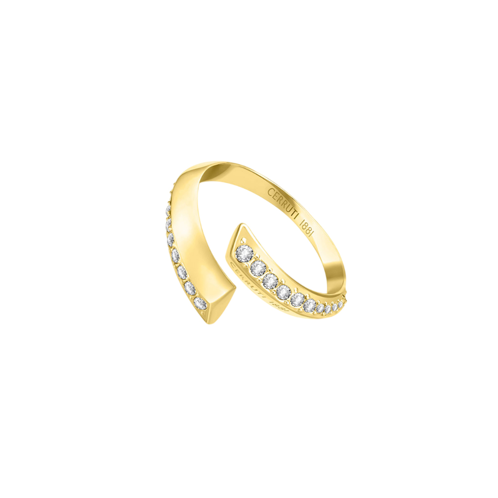 Picture of CERRUTI 1881 Alessia Yellow Gold-Toned Stainless Steel Crystal Ring - CIJLF0012101