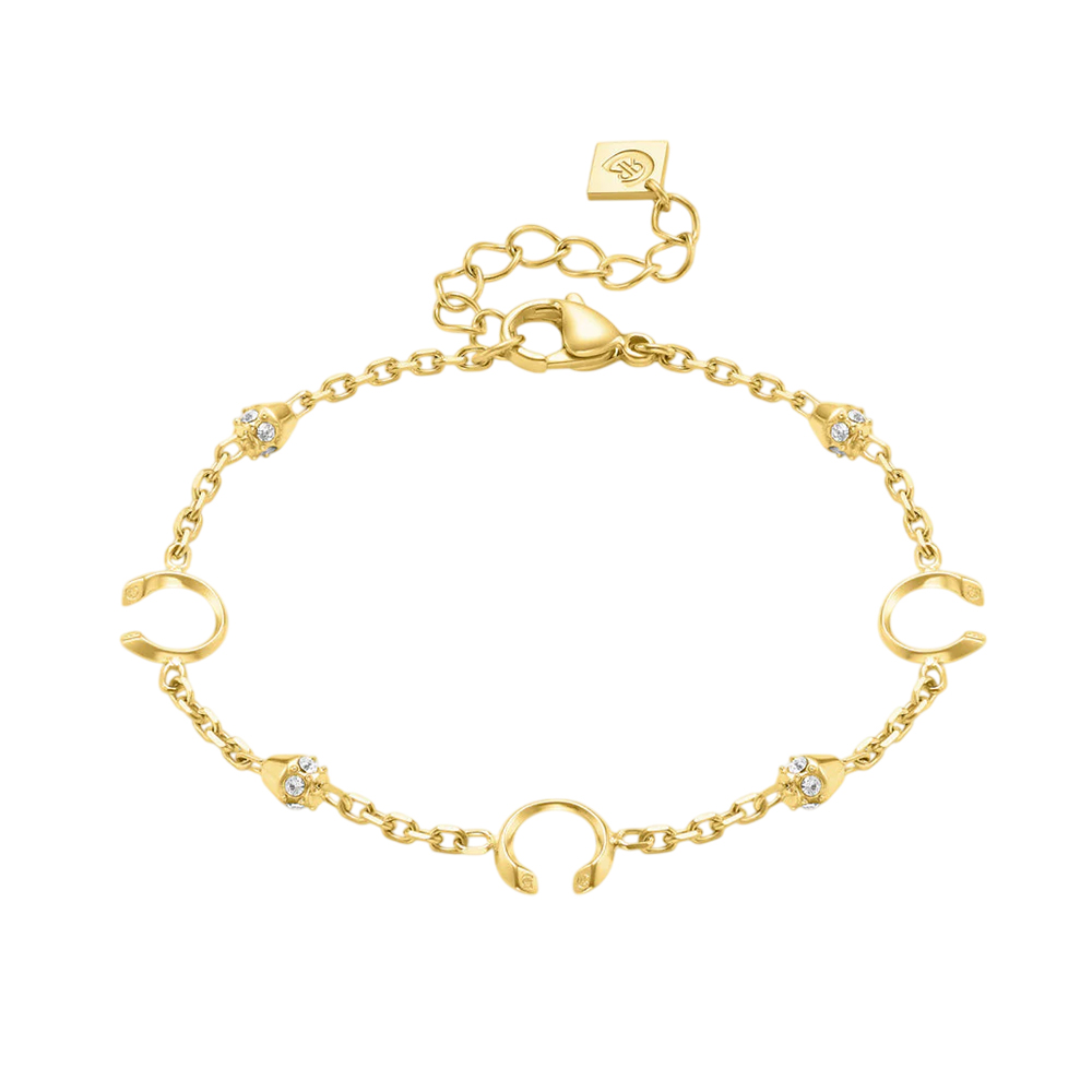 Picture of CERRUTI 1881 Alessia Gold-Plated Stainless Steel Bracelet with C Charms & Crystals for Women CIJLB0012102