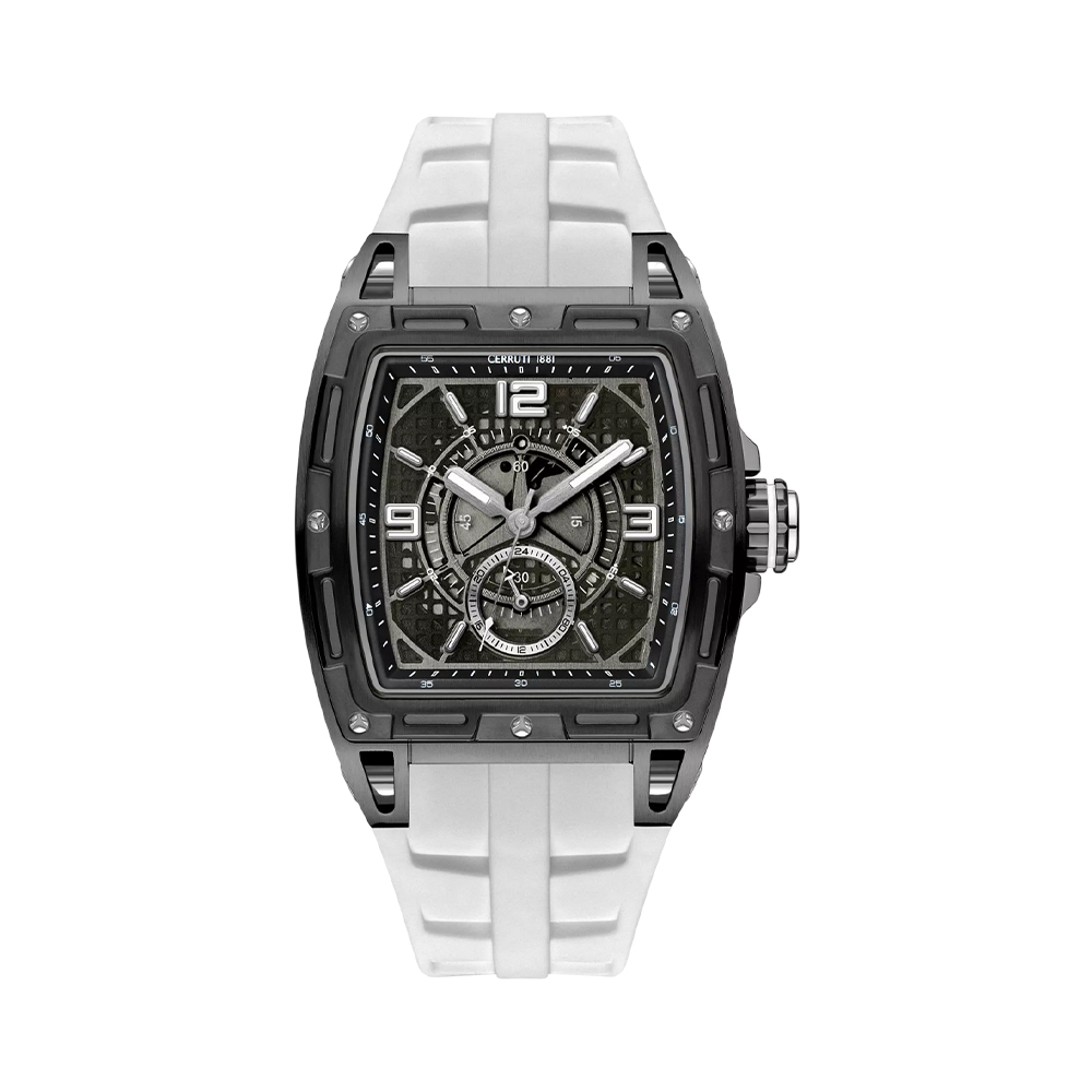 Picture of CERRUTI 1881 Belluno Men's Black Dial White Silicone Watch CIWGQ0073703