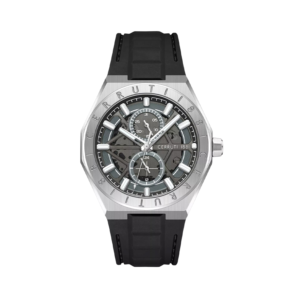 Picture of CERRUTI 1881 Ravello Men's Gray Skeleton Dial Black Rubber Watch CIWGQ0051204