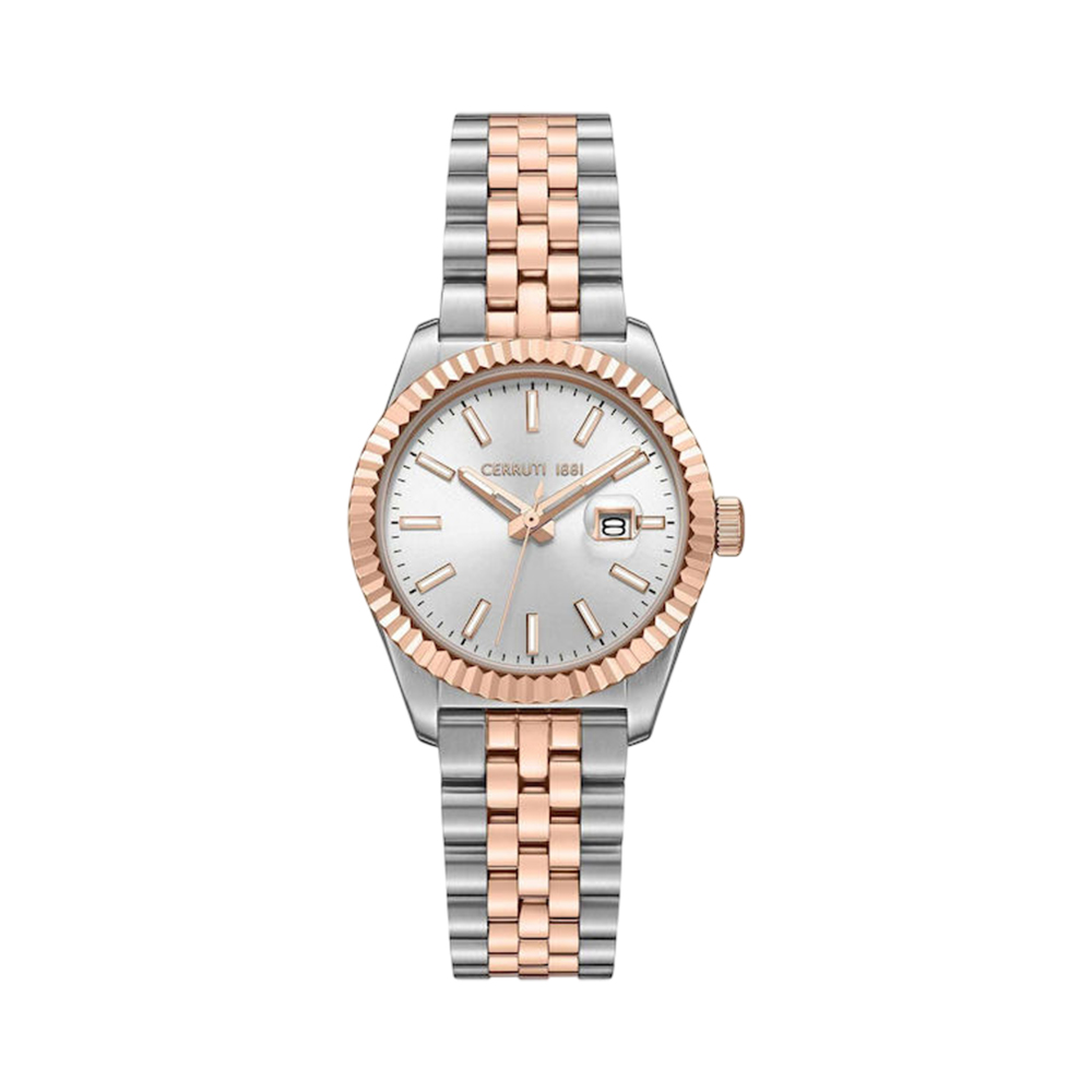 Picture of CERRUTI 1881 Chienti Women's White Dial Silver / Pink Gold Watch CIWLH0084202