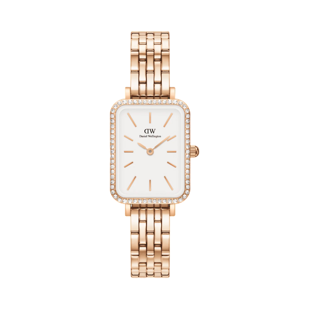 Picture of Daniel Wellington Quadro Lumine Bezel Rose Gold 5-Link Watch DW00100672
