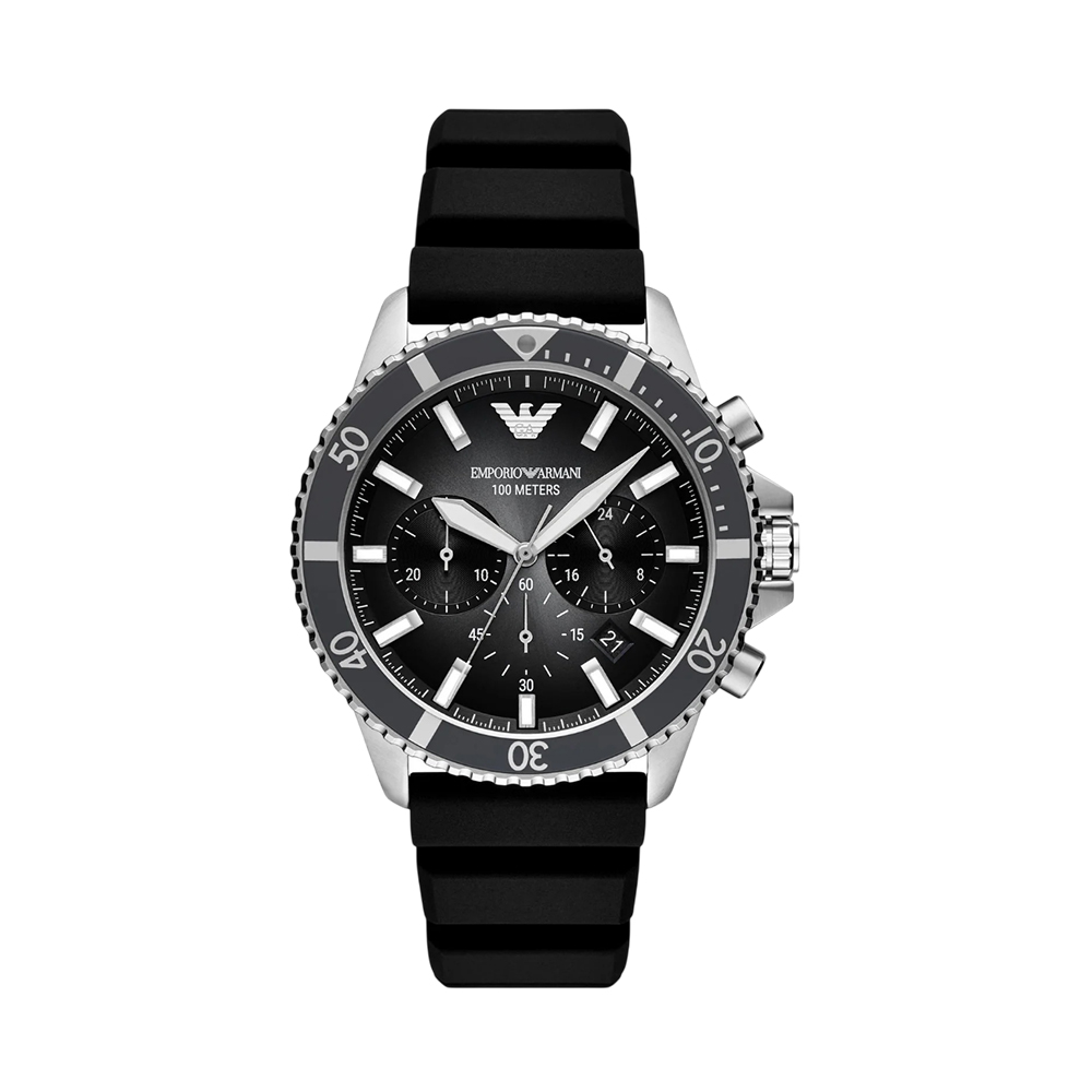 Picture of Emporio Armani Men's World Explorer Blue Dial Silver Silicone Watch AR11619