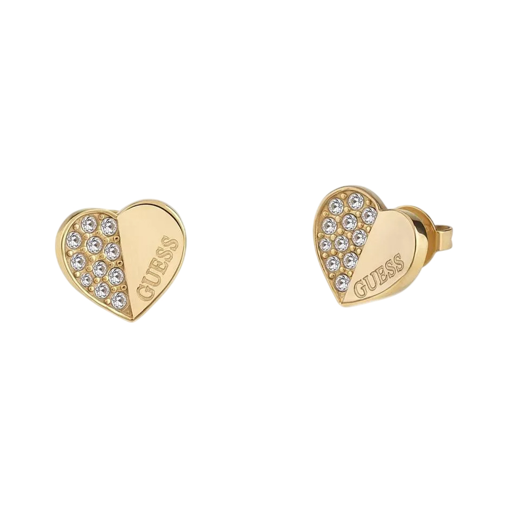 Picture of Guess Lovers Guess Gold Heart Stud Earrings JUBE03038JWYGT/U