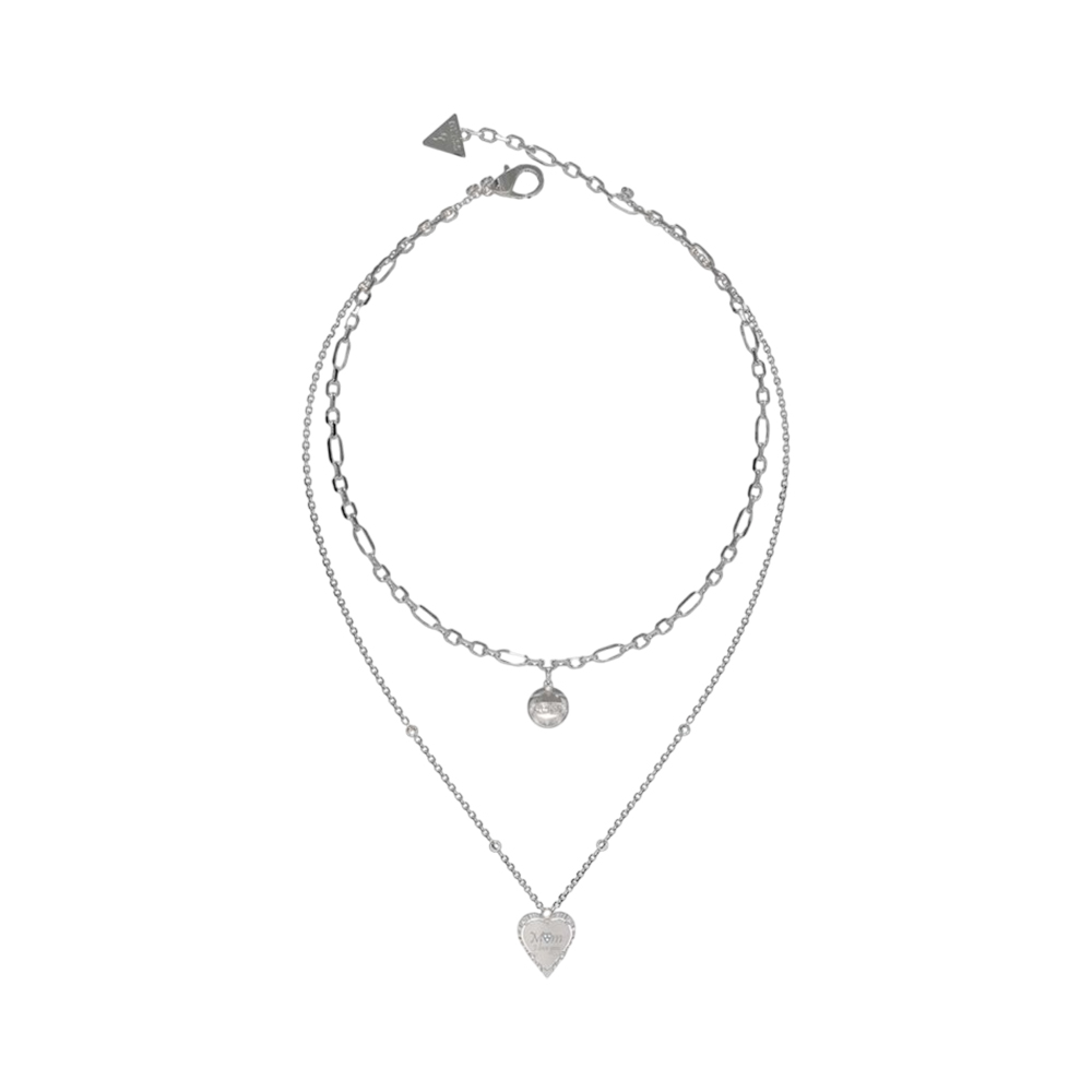 Picture of Guess All of Us Silver-Toned Heart Paperclip Necklace - JUBN04046JWRHT/U