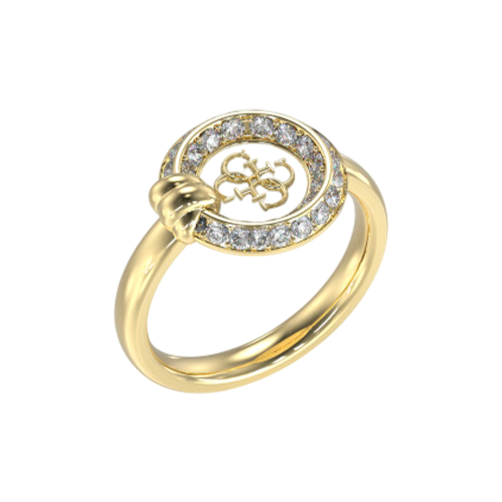 Picture of Guess Knot You Gold-Toned Zirconia Ring with White Accents - JUBR04055JWYGWH56