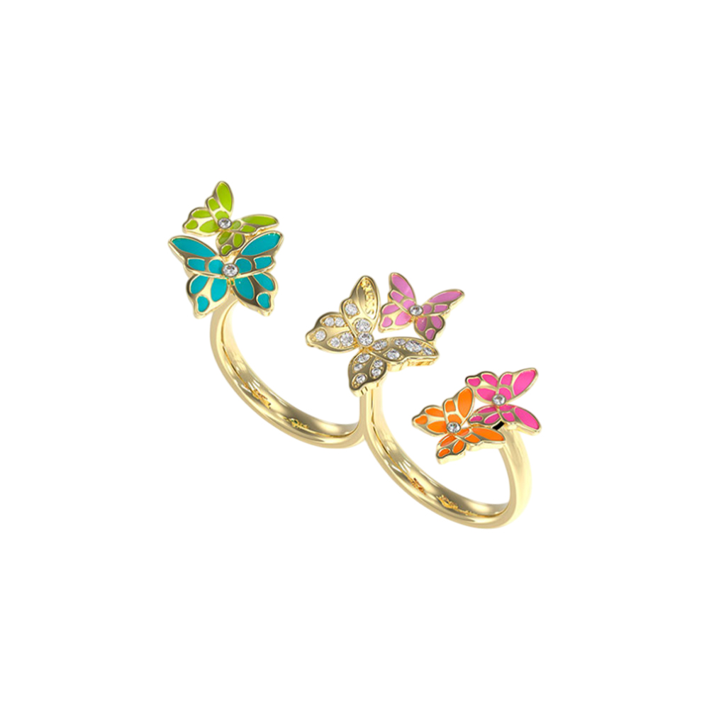 Picture of Guess Crisalide Gold Toned Butterfly Multicolor Ring 56 - JUBR04094JWYGMC56