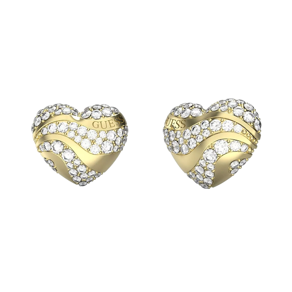 Picture of Guess Gold Cubic Zirconia Stud Earrings JUBE04504JWYGT/U