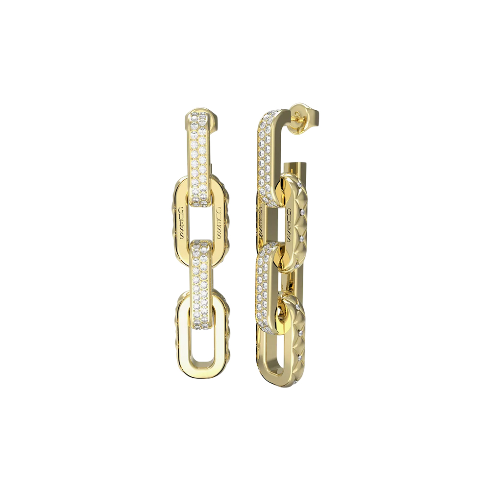 Picture of Guess Shining Winter Gold Triple-Link Drop Earrings JUBE04578JWYGT/U