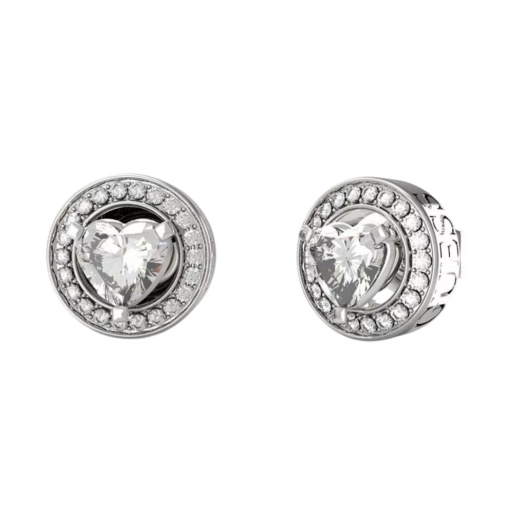 Picture of Guess M'Ama Non M'Ama Silver Heart Stud Earrings JUBE04669JWRHT/U