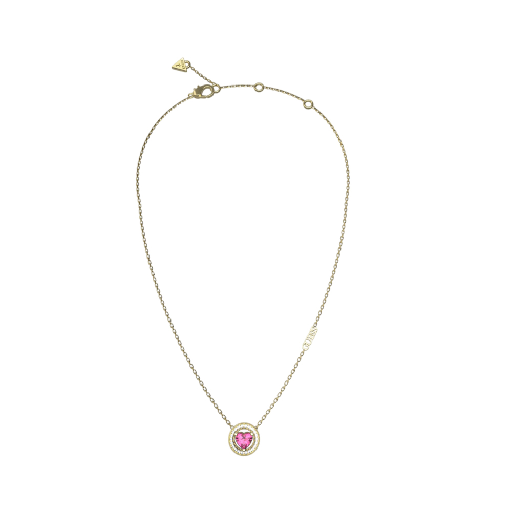 Picture of Guess M'ama Non M'ama Gold-Plated Pink Heart Necklace - JUBN04667JWYGFCT/U