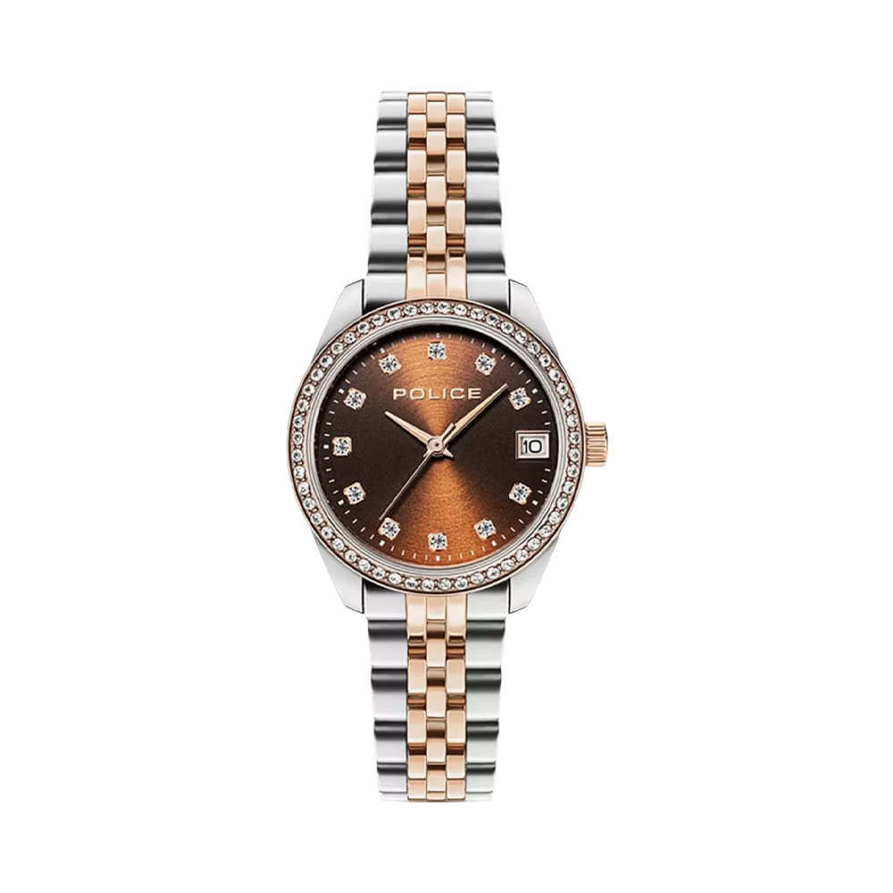 Picture of Police Urban Ladies Brown Dial Gunmetal Silver and Rose Gold Watch - PEWLH0024341