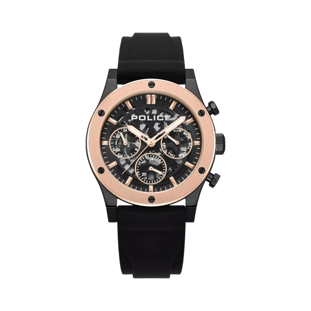 Picture of Police Knotty Skeleton Black Silicone Men Watch - PEWJQ0006405
